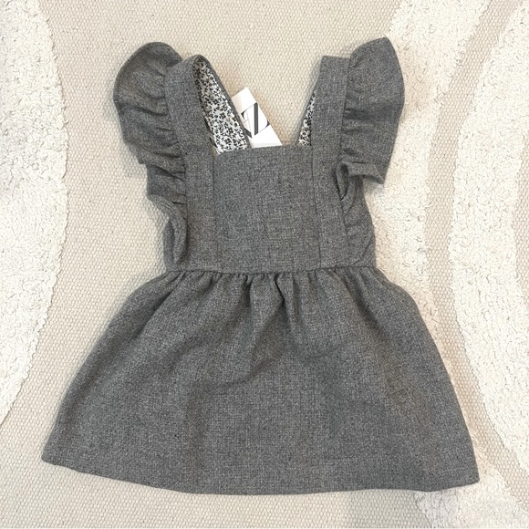 NWT Zara Baby Ruffled Flannel Pinafore Dress Size 9-12 months - Picture 2 of 3